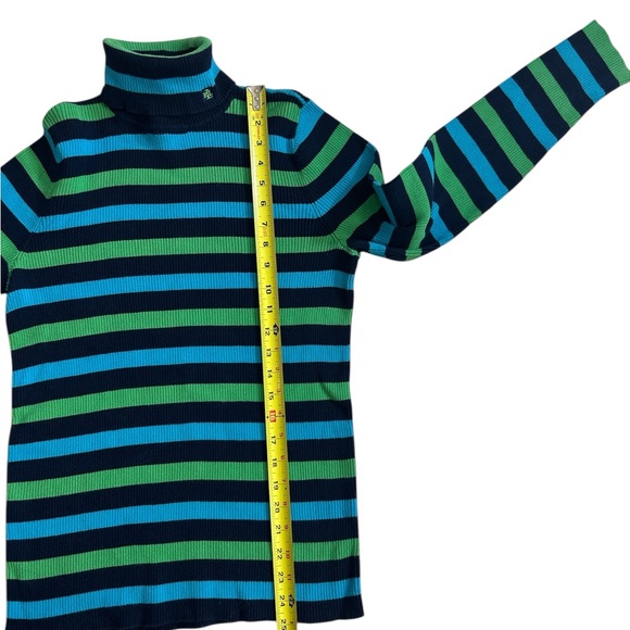 Lauren Ralph Lauren Striped Cowl Sweater - Black, Blue, and Green - Picture 7 of 7
